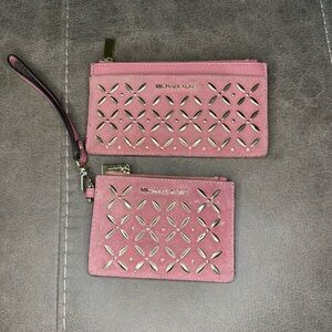 Set Of 2 Michael Kors Card Wallet & Coin Bag Pink